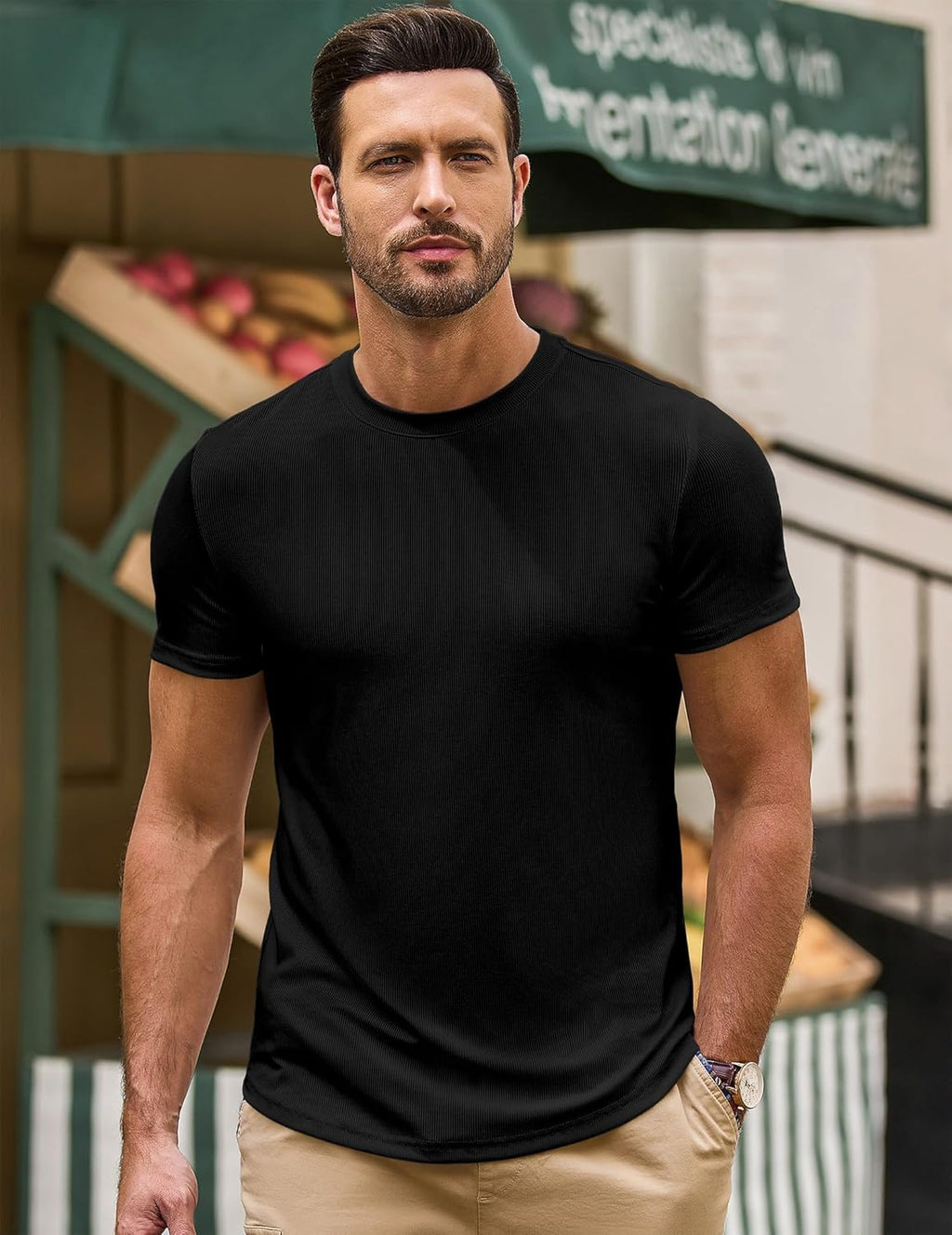 Norman T-Shirt Uomo – Tee-Shirt Slim Fit Stretch, Longline & Sport Estate