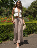 Kamil Pantalone Donna – Palazzo Carreaux Large Balze & Taille Cordon