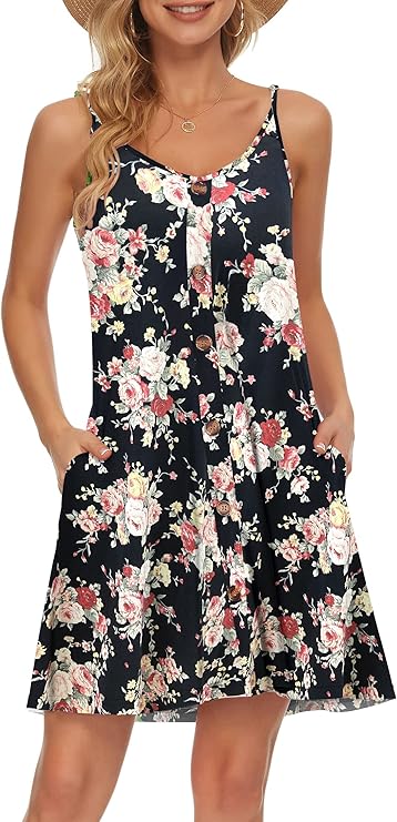 Gabbie Abito Estate Donna – Bretella Fines, Scollo a V & Tasche Linea Fluida Plage