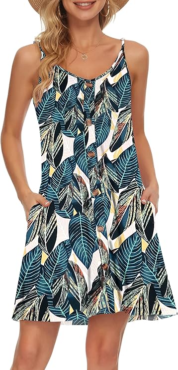 Gabbie Abito Estate Donna – Bretella Fines, Scollo a V & Tasche Linea Fluida Plage