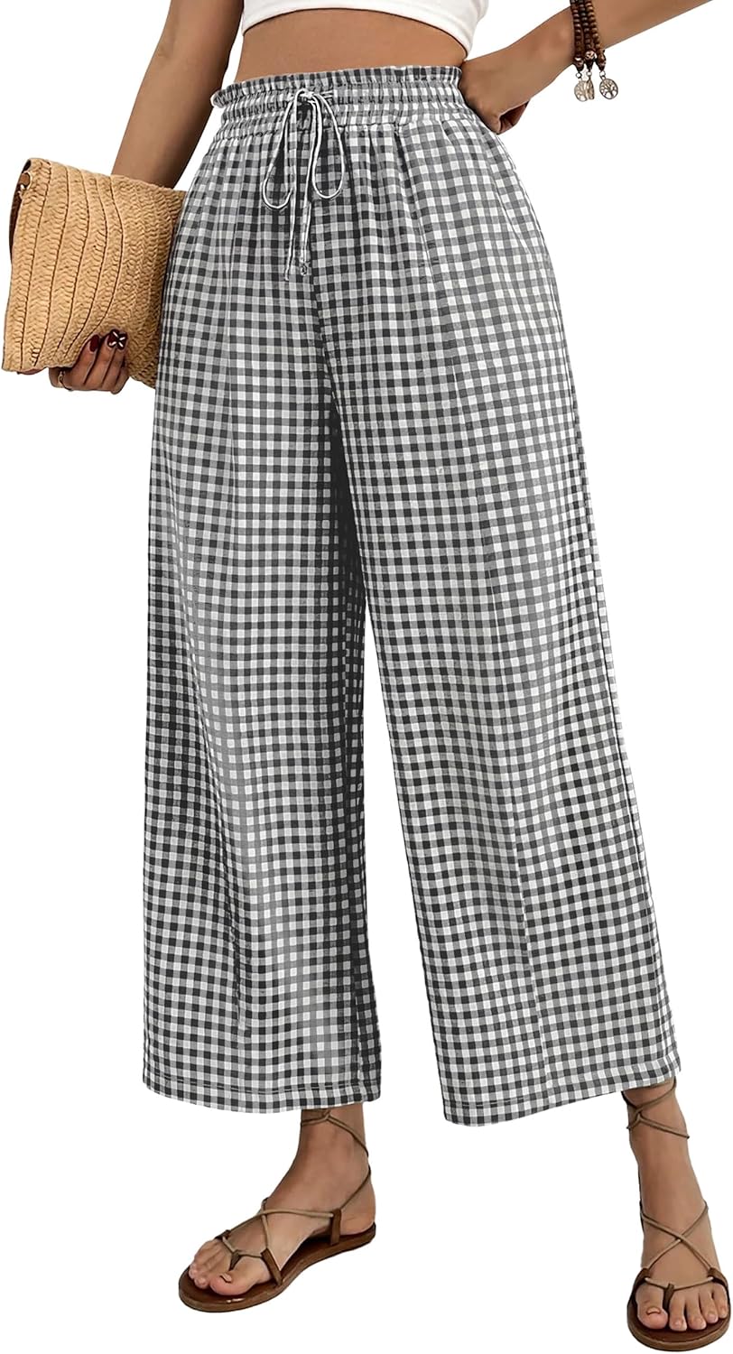 Mindi Pantalone Donna Palazzo – Linea Large Fluida, Vita Elastica Cordon Casual Chic