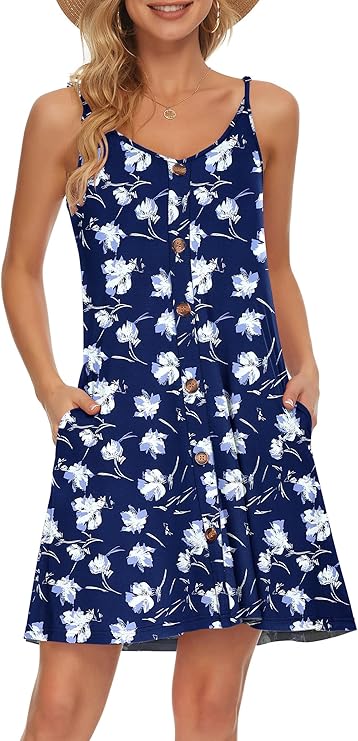 Gabbie Abito Estate Donna – Bretella Fines, Scollo a V & Tasche Linea Fluida Plage
