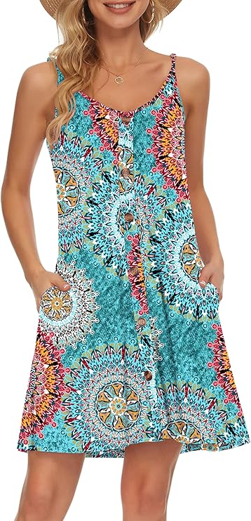 Gabbie Abito Estate Donna – Bretella Fines, Scollo a V & Tasche Linea Fluida Plage