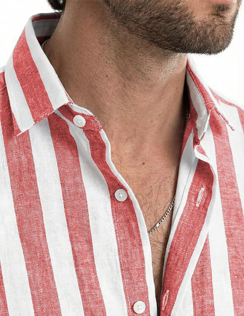 Julien Camicia Uomo – Camicia Rayée Maniche Corte, Style Estate Casual Chic