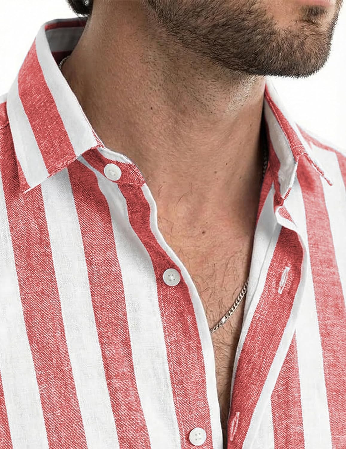 Julien Camicia Uomo – Camicia Rayée Maniche Corte, Style Estate Casual Chic