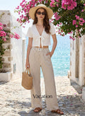 Verna Pantalone Donna Rayé – Linea Large Fluida, Vita Alta Elastica Lounge Estate