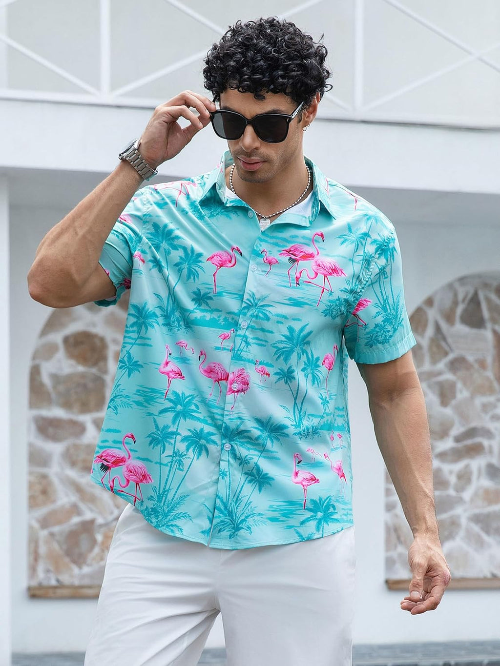 Kai Camicia Hawaïenne Uomo – Camicia Tropicale Estate, Motif Floral & Leggero