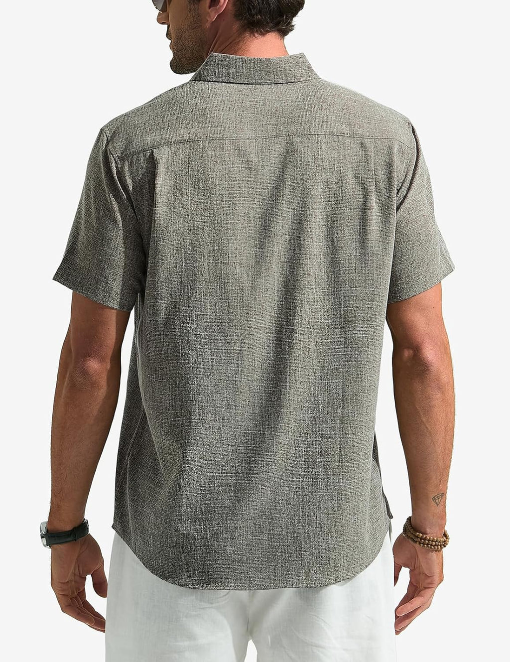 Léo Camicia Uomo – Camicia Lin Maniche Corte, Respirante & Style Estate Casual