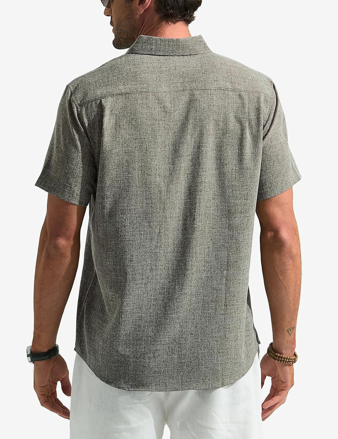 Léo Camicia Uomo – Camicia Lin Maniche Corte, Respirante & Style Estate Casual
