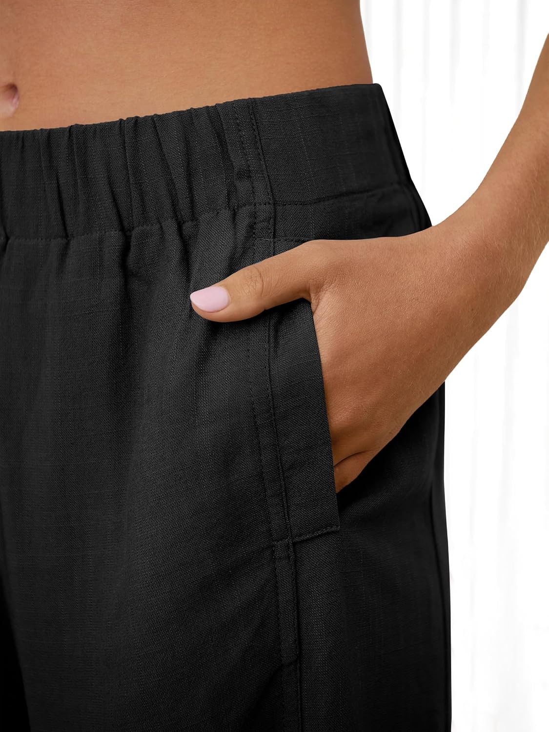 Jessica Pantalone Donna – Palazzo Lin Large Vita Elastica & Tasche Bohémien