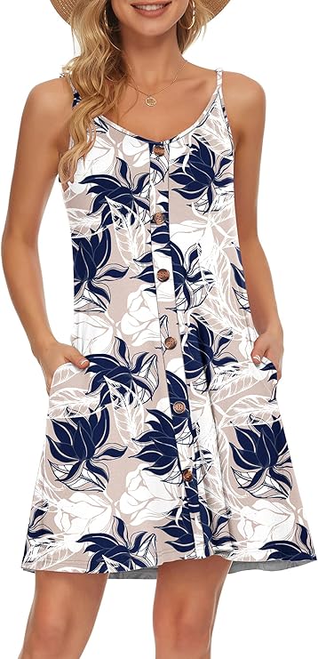 Gabbie Abito Estate Donna – Bretella Fines, Scollo a V & Tasche Linea Fluida Plage
