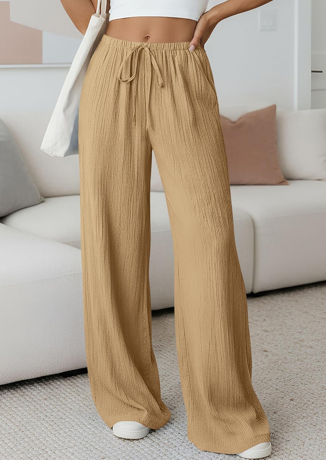 Jessica Pantalone Donna – Palazzo Large Vita Alta Cordon & Tasche Estate