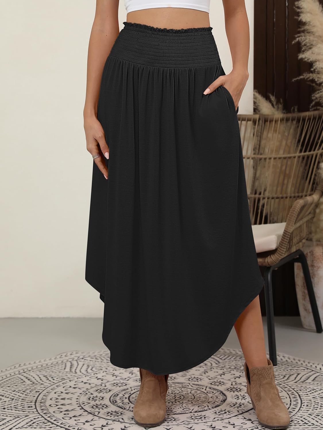 Lulu Gonna Longue Donna – Gonna Maxi Bohémien a Fiori, Vita Alta & Fluida