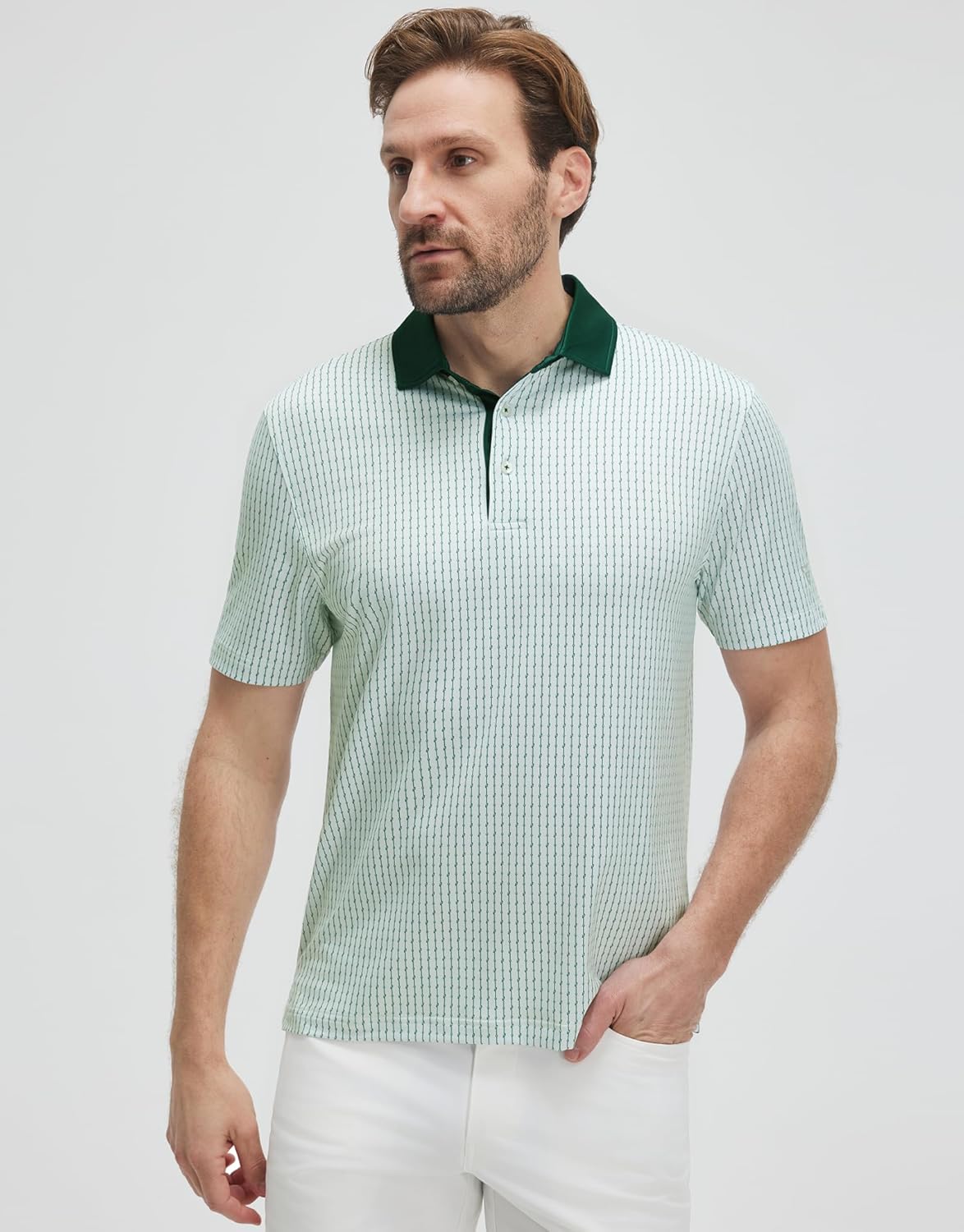 Victor Polo Uomo – Polo Golf Stampa, Respirant UPF30+ & Séchage Rapide