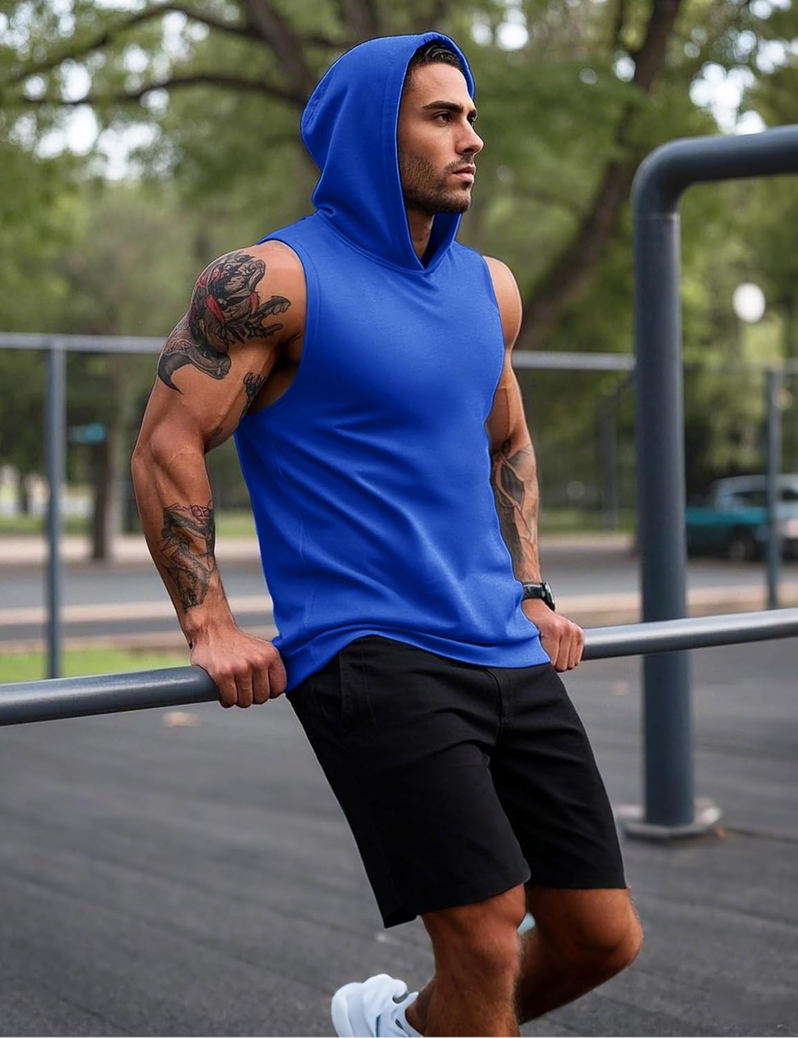 Noah Débardeur Uomo – Tank Top a Capuche Cotone, Linea Musculation & Casual Estate