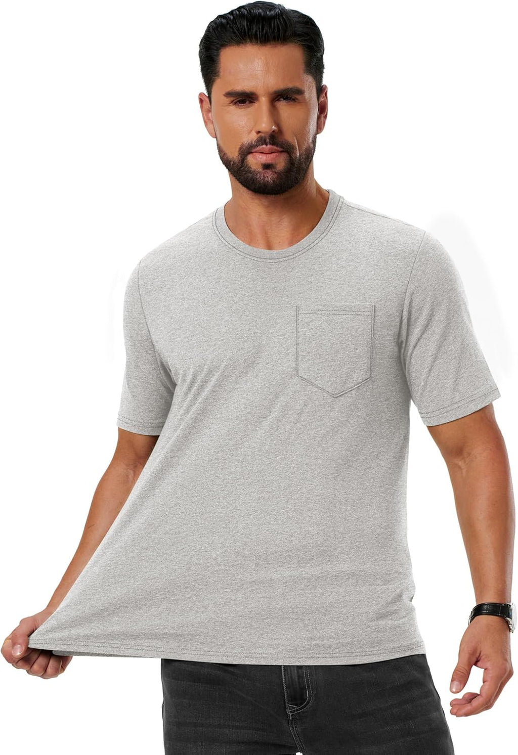 Leonardo T-Shirt Uomo – T-Shirt Cotone Morbido con Poche, Respirant & Casual Estate