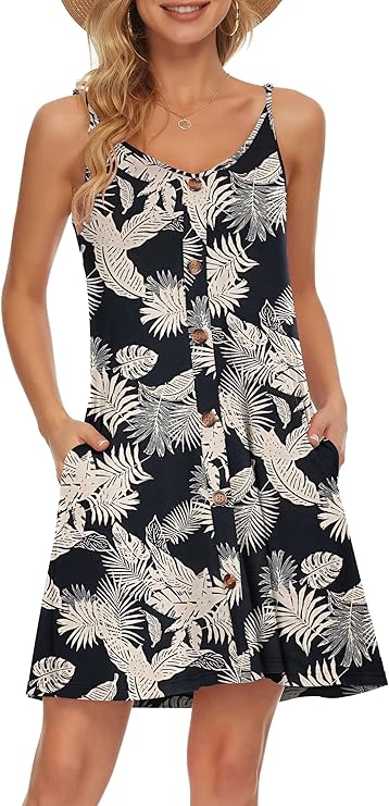 Gabbie Abito Estate Donna – Bretella Fines, Scollo a V & Tasche Linea Fluida Plage