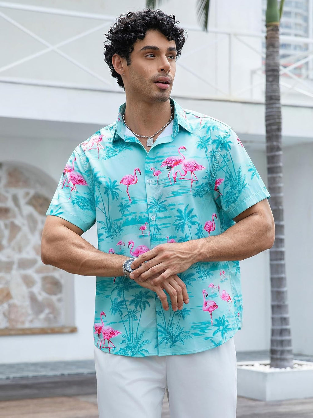 Kai Camicia Hawaïenne Uomo – Camicia Tropicale Estate, Motif Floral & Leggero