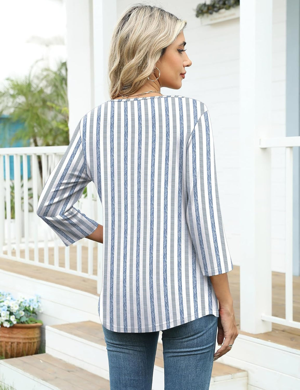 Lumina Blusa Donna – Col Asymétrique, Manches 3/4, Vestibilità Ampia Elegante