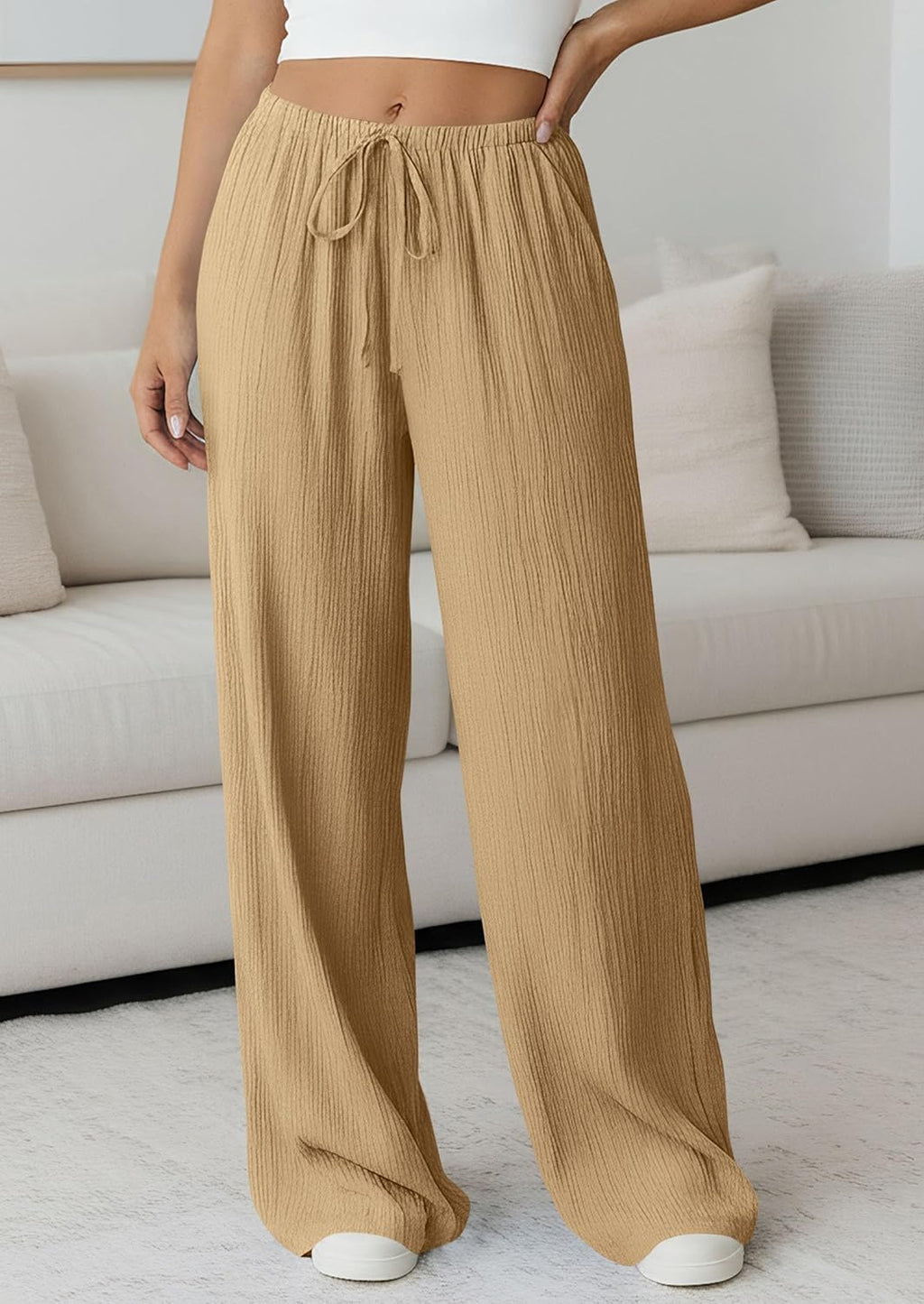 Jessica Pantalone Donna – Palazzo Large Vita Alta Cordon & Tasche Estate