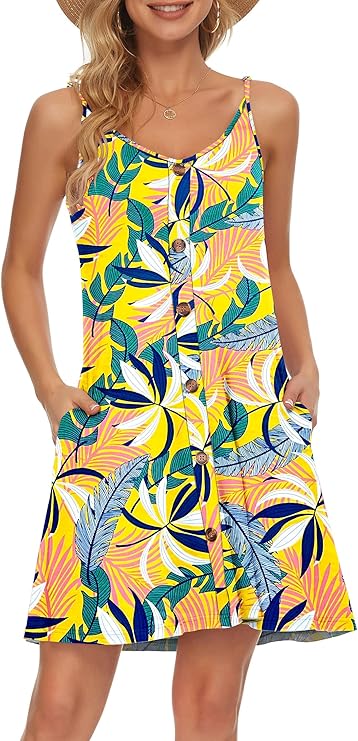 Gabbie Abito Estate Donna – Bretella Fines, Scollo a V & Tasche Linea Fluida Plage