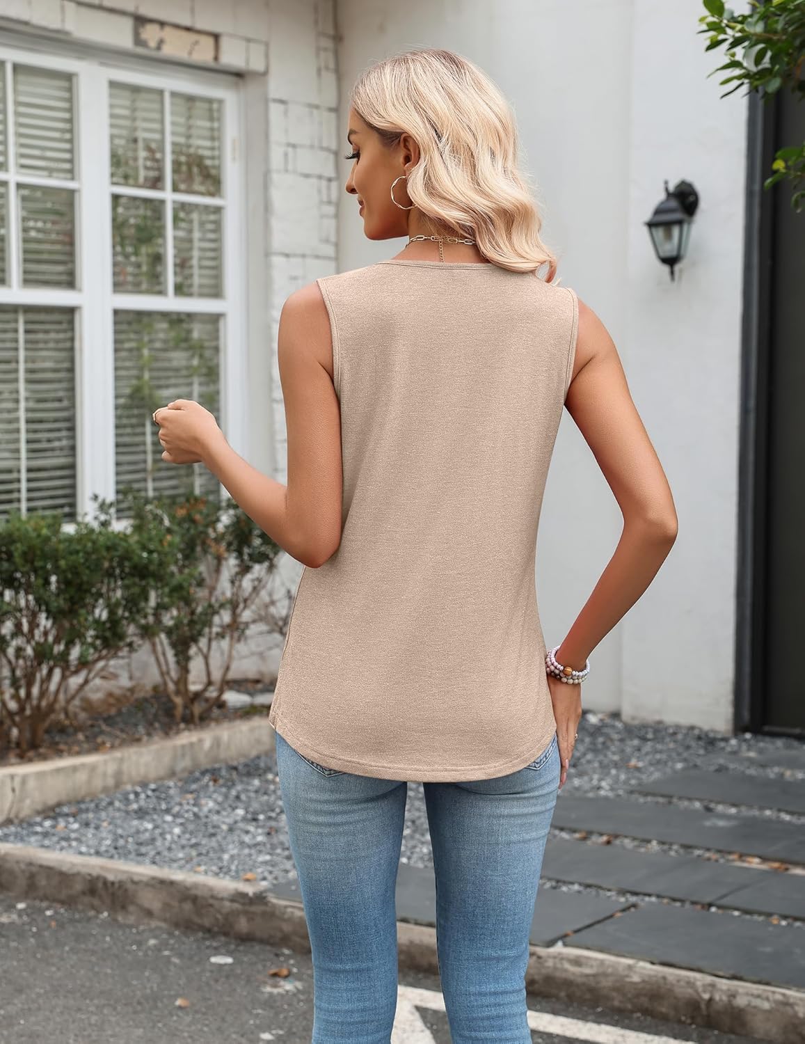 Rema Débardeur Donna Scollo a V – Senza Maniche, Linea Droite, Tissu Leggero Estate