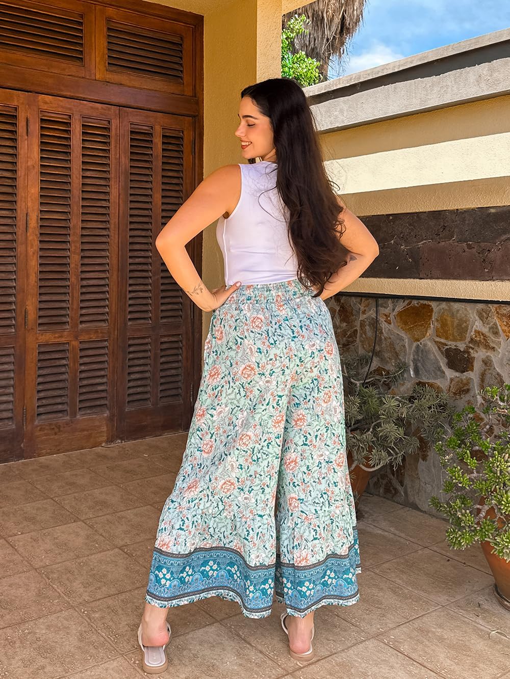 Zainab Pantalone Donna Palazzo Bohémien – Linea Large Fluida, Vita Alta Elastica Estate
