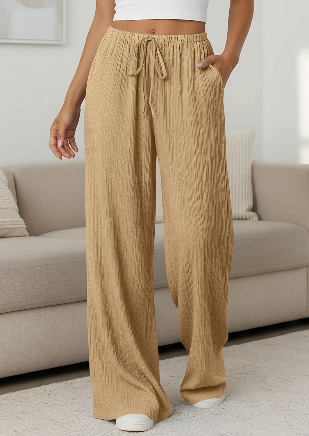 Jessica Pantalone Donna – Palazzo Large Vita Alta Cordon & Tasche Estate