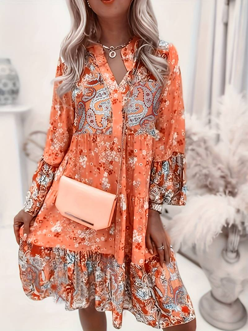 Pascale Abito Bohémien Donna – Maxi Leggera con Stampa floral intemporel & Linea flatteuse