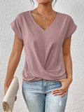 Yasmine Top Donna – Col in V con Détail Nœud, Drapé Elegante & Linea Confortevole