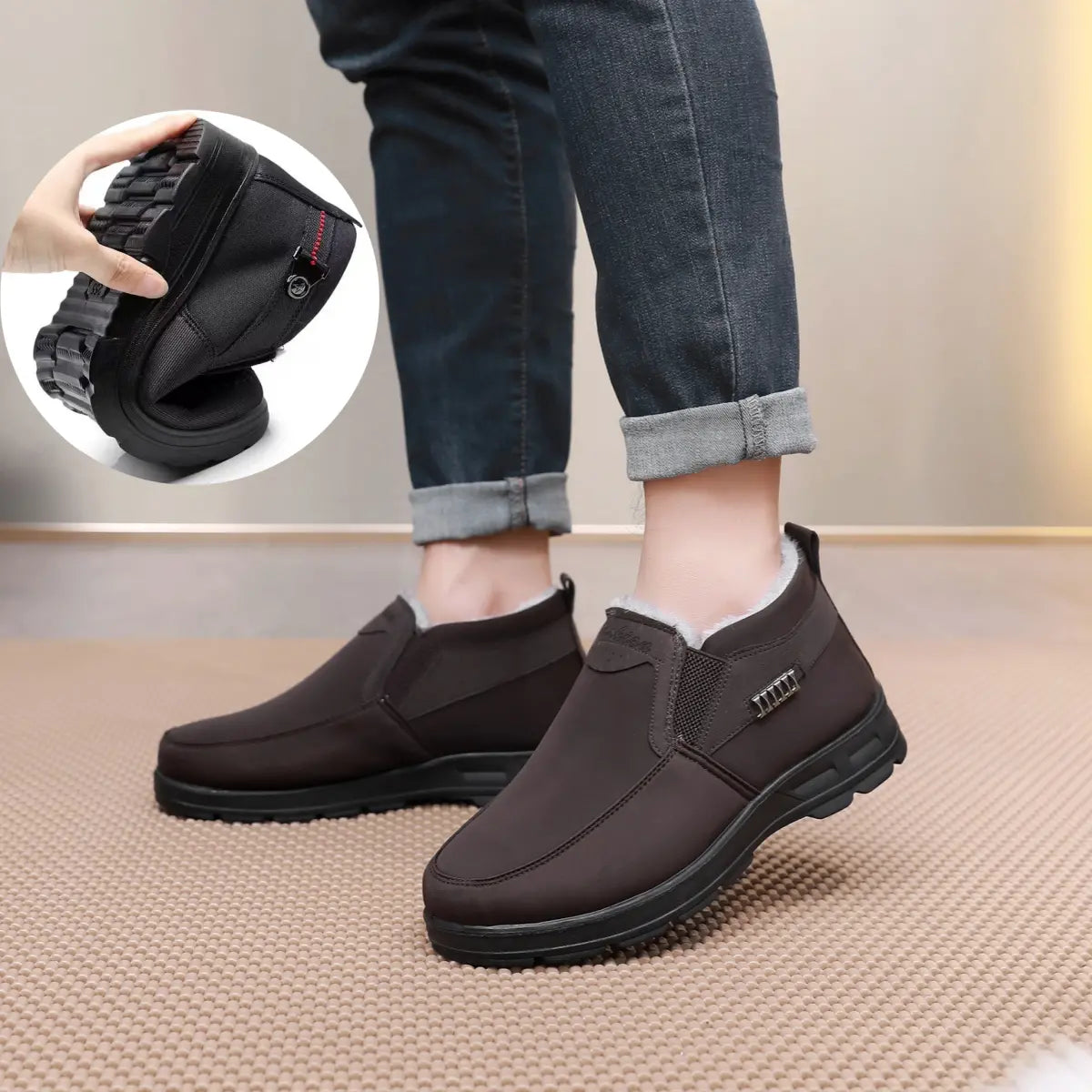 Ryan Scarpe Inverno Uomo – Chaudes Scarpe Thermiques a Enfiler con Doublure Peluche