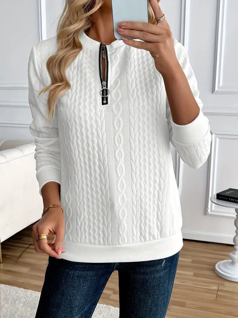 Margaux Sweat Donna Inverno – Maglione Zippé Confortevole in Maglia con Design Elegante
