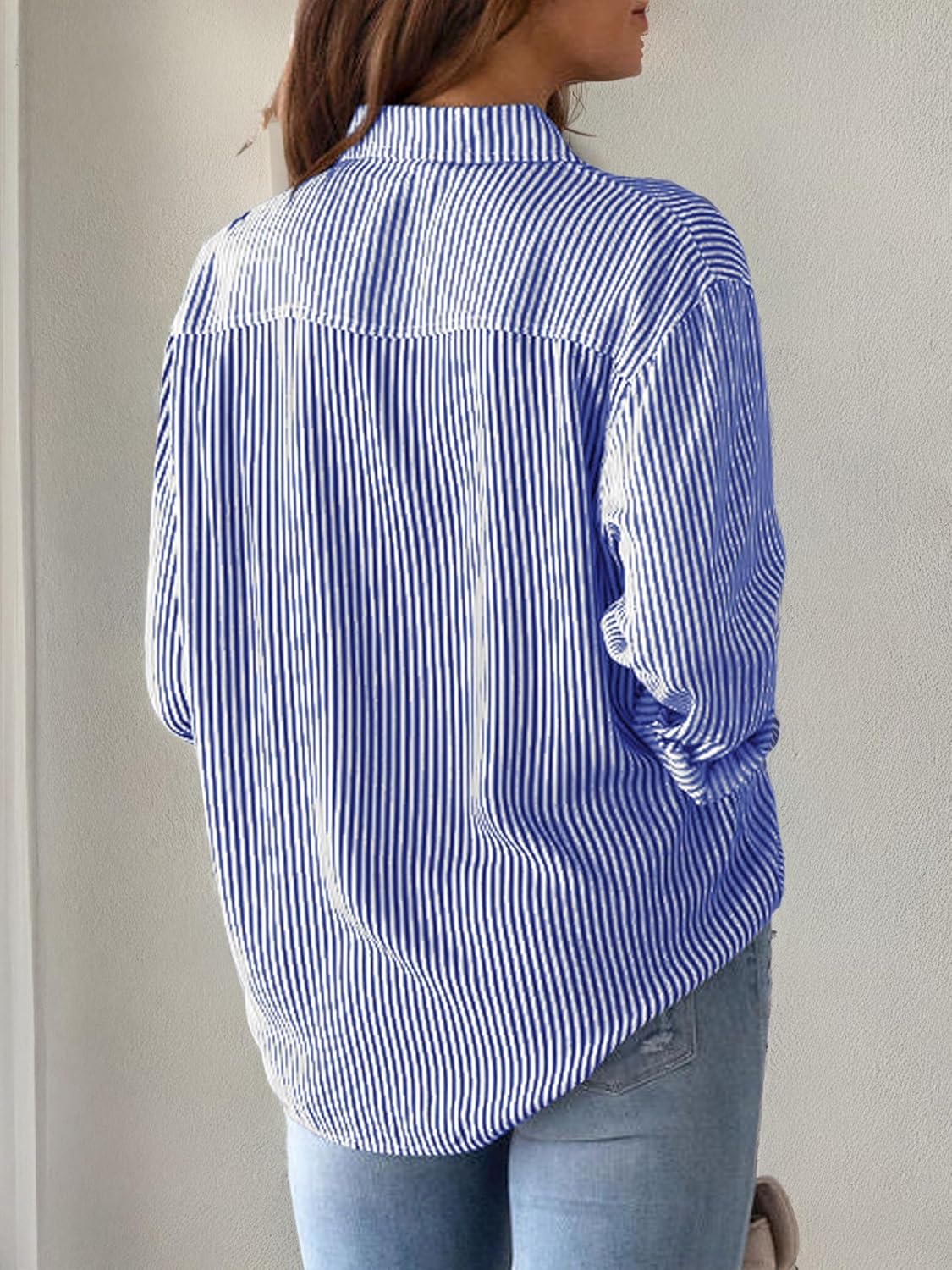Nicole Camicia Donna Rayée – Linea Classique, Maniche Lunghe, Sans Plis Chic