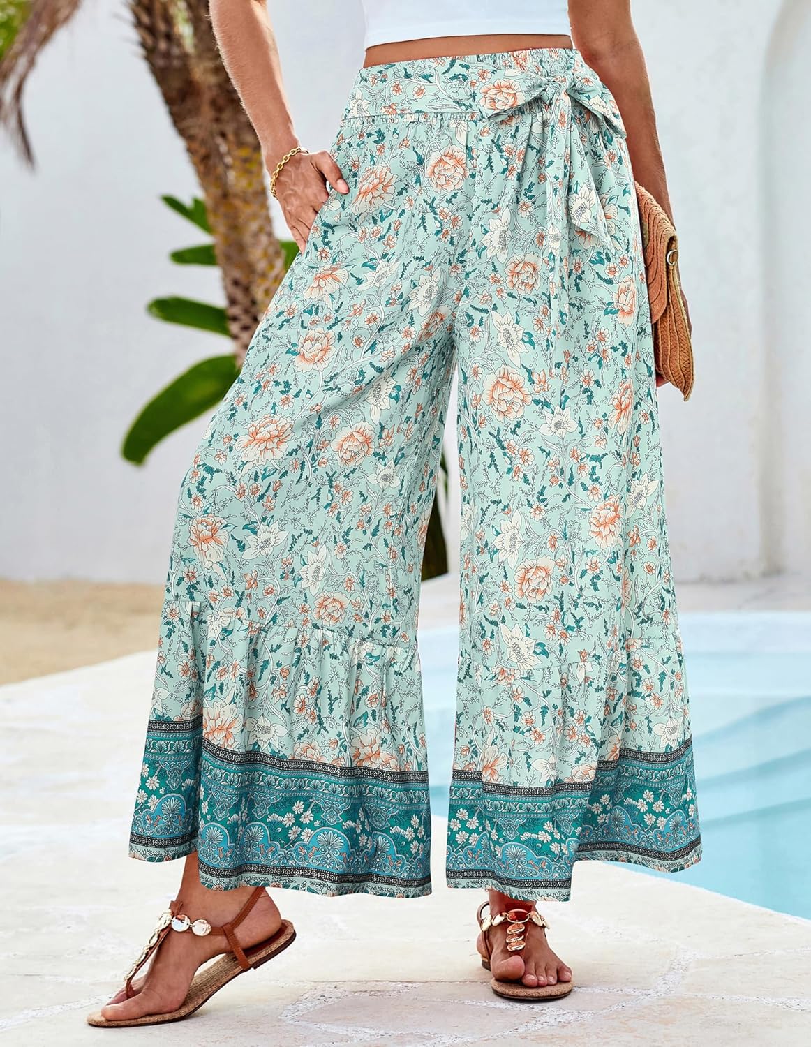 Zainab Pantalone Donna Palazzo Bohémien – Linea Large Fluida, Vita Alta Elastica Estate