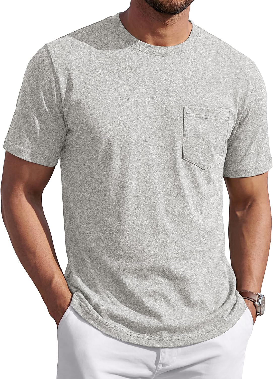 Leonardo T-Shirt Uomo – T-Shirt Cotone Morbido con Poche, Respirant & Casual Estate