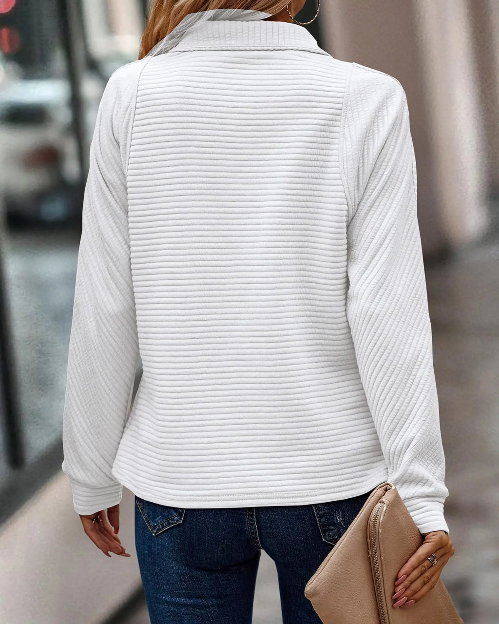Leyna Maglione in Maglia Côtelée Donna – Top Leggero e Morbido con Col Elegante Zippé