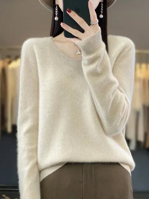 Lily Maglione Donna – Tricot Elegante in Mélange Morbido & Confortevole a Maniche Lunghe