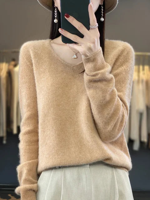 Lily Maglione Donna – Tricot Elegante in Mélange Morbido & Confortevole a Maniche Lunghe