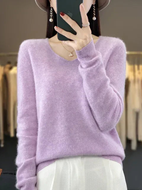 Lily Maglione Donna – Tricot Elegante in Mélange Morbido & Confortevole a Maniche Lunghe