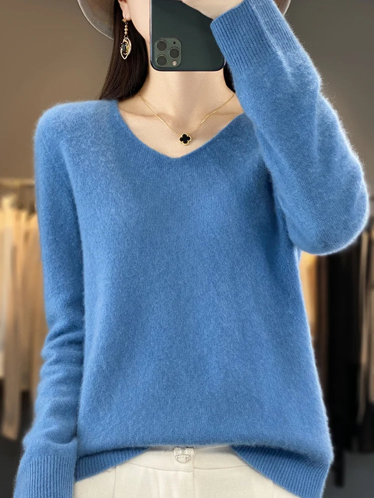 Lily Maglione Donna – Tricot Elegante in Mélange Morbido & Confortevole a Maniche Lunghe