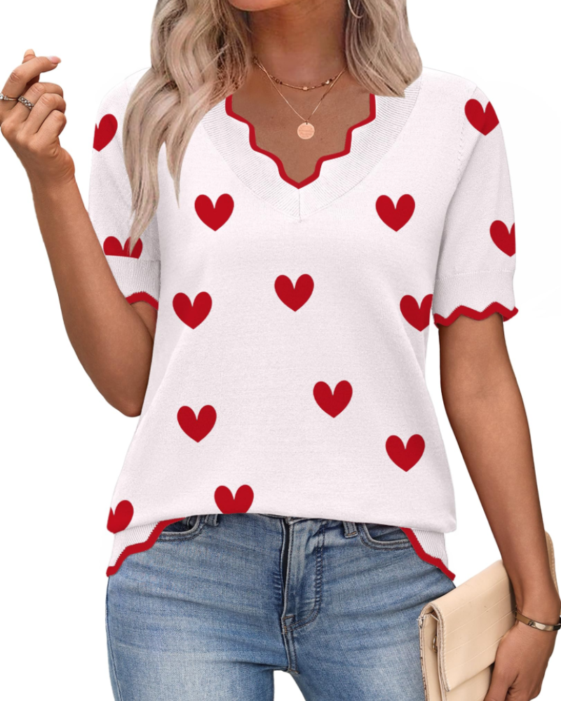 Amirah Top Donna – Maglione Leggero Maniche Corte Scollo a V Elegante Business Casual