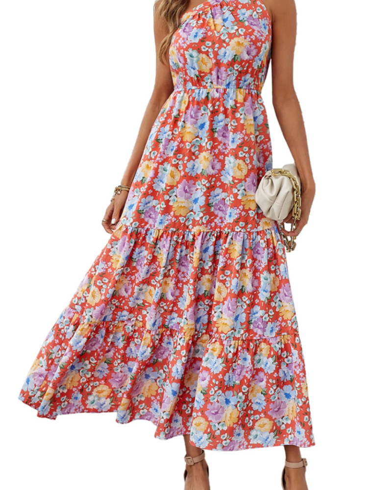 Avira Abito Donna – Abito Maxi Asymétrique a Fiori One Shoulder, Linea Fluida Bohémien Estate