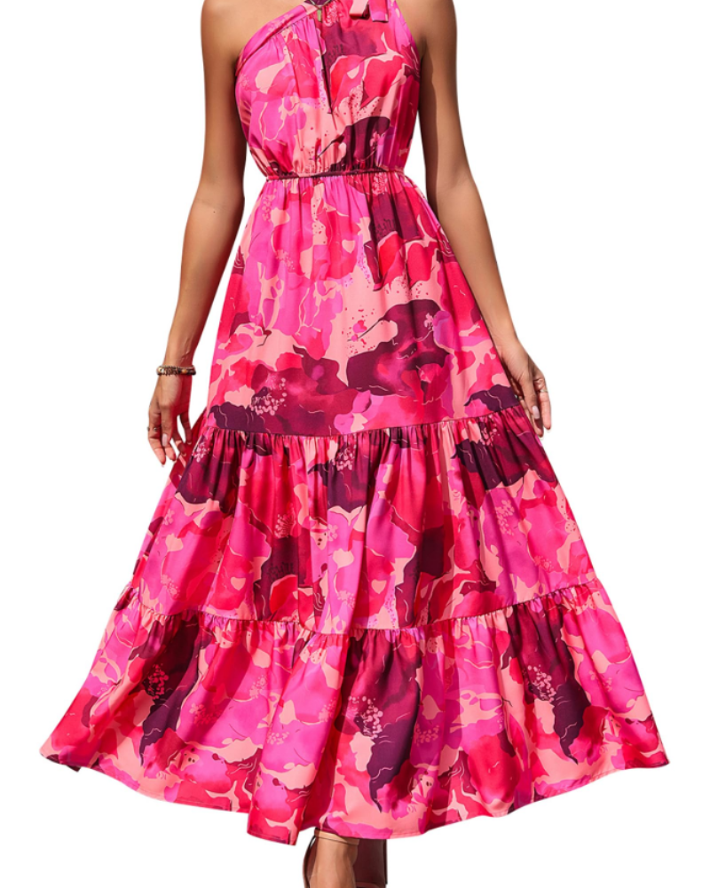 Avira Abito Donna – Abito Maxi Asymétrique a Fiori One Shoulder, Linea Fluida Bohémien Estate