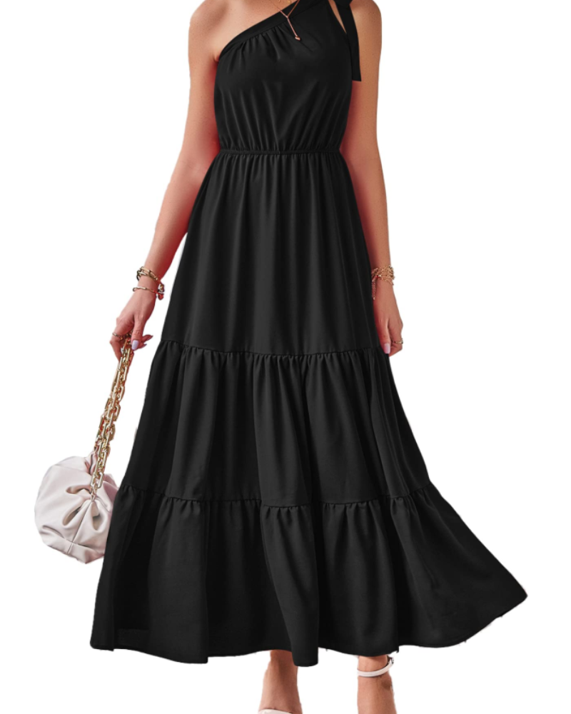 Avira Abito Donna – Abito Maxi Asymétrique a Fiori One Shoulder, Linea Fluida Bohémien Estate