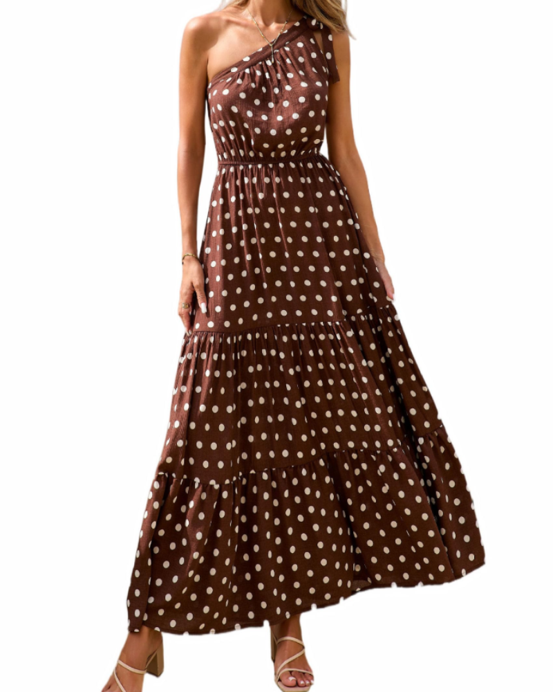 Avira Abito Donna – Abito Maxi Asymétrique a Fiori One Shoulder, Linea Fluida Bohémien Estate