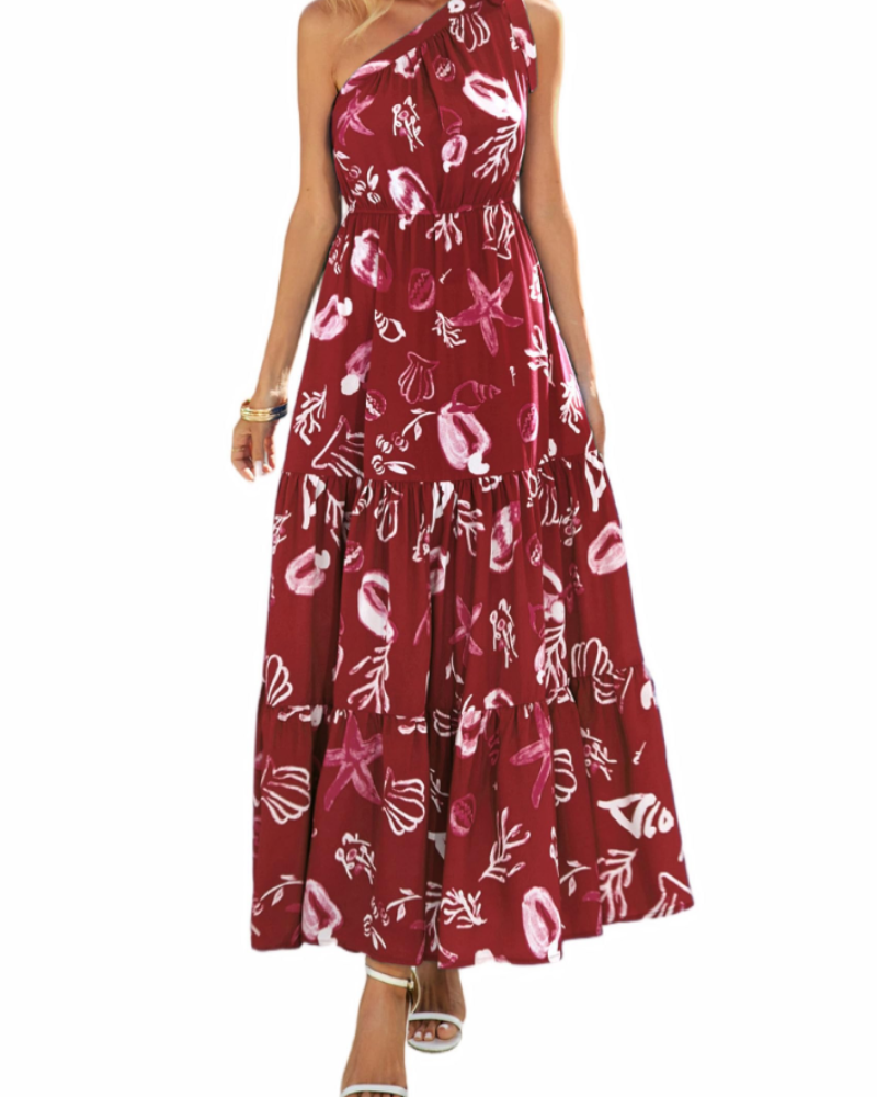 Avira Abito Donna – Abito Maxi Asymétrique a Fiori One Shoulder, Linea Fluida Bohémien Estate