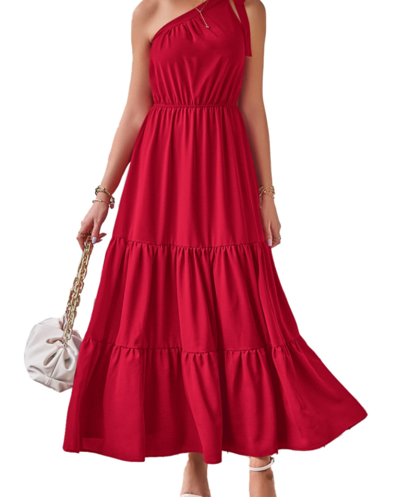 Avira Abito Donna – Abito Maxi Asymétrique a Fiori One Shoulder, Linea Fluida Bohémien Estate