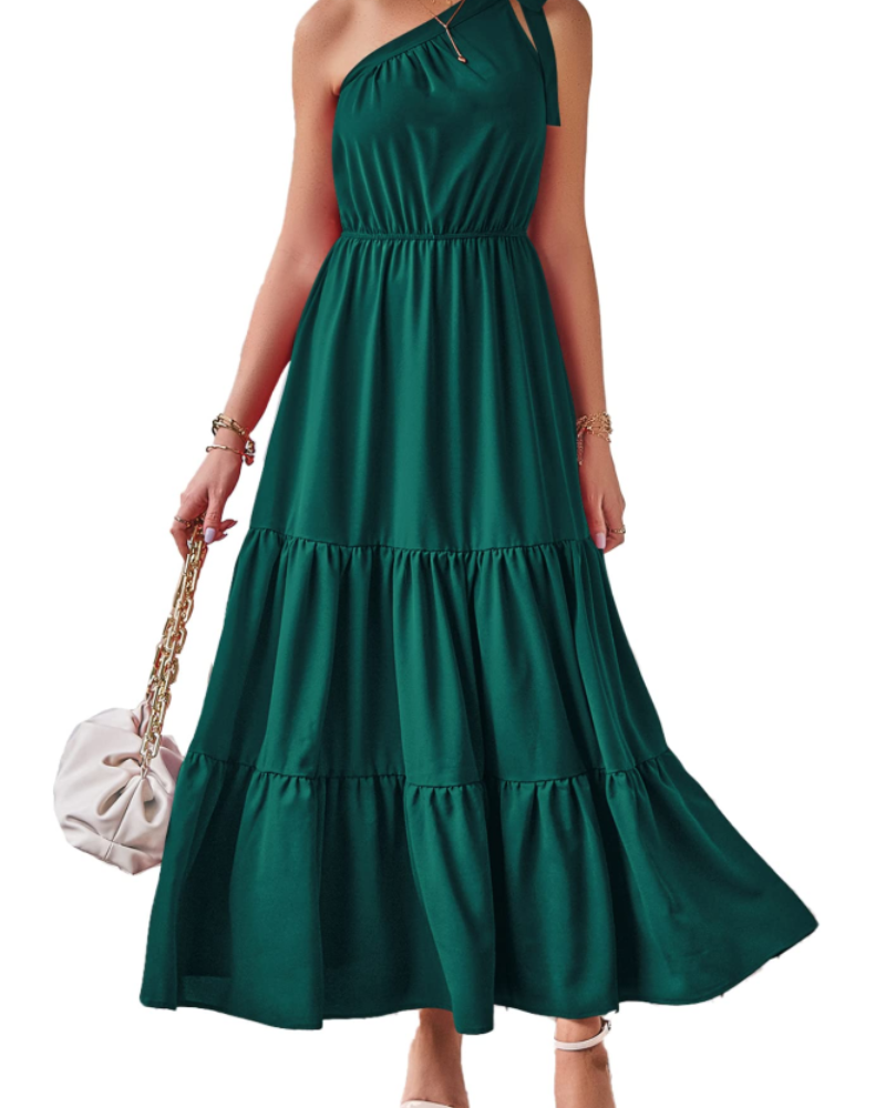 Avira Abito Donna – Abito Maxi Asymétrique a Fiori One Shoulder, Linea Fluida Bohémien Estate