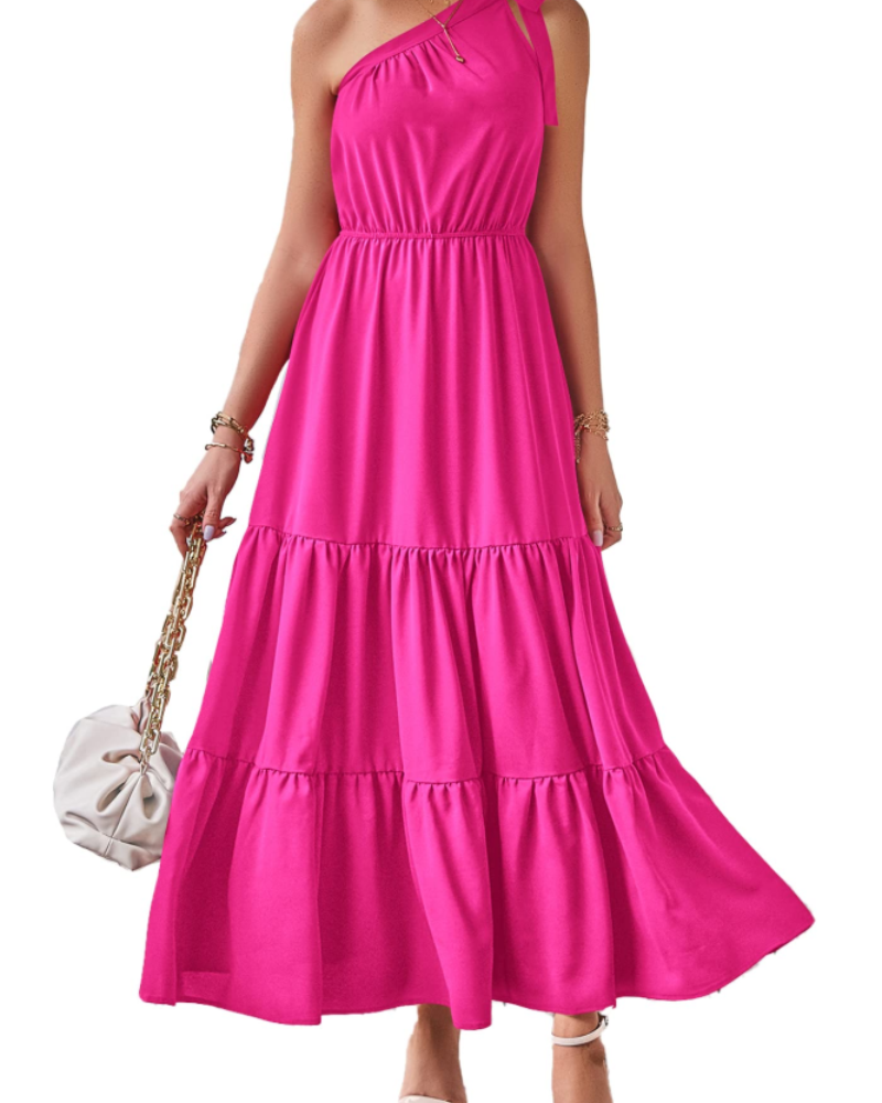 Avira Abito Donna – Abito Maxi Asymétrique a Fiori One Shoulder, Linea Fluida Bohémien Estate