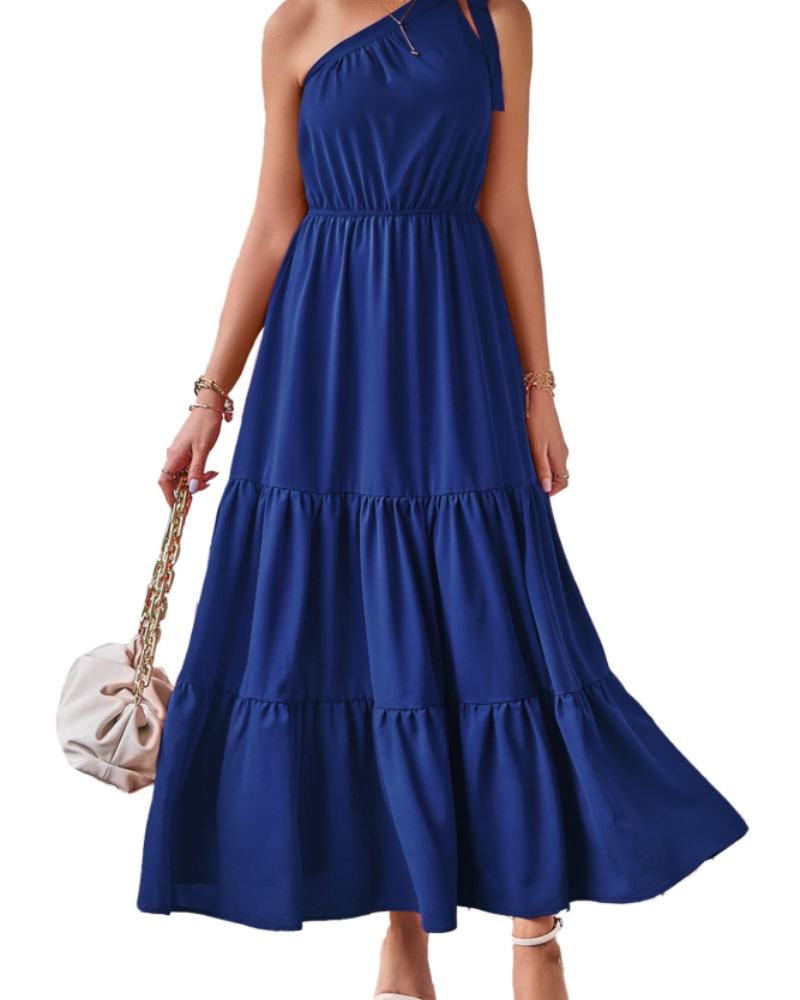 Avira Abito Donna – Abito Maxi Asymétrique a Fiori One Shoulder, Linea Fluida Bohémien Estate